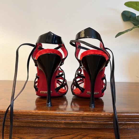 Dolce & Gabbana Ankle Tie Patent Leather Strappy Heels - Picture 4 of 11